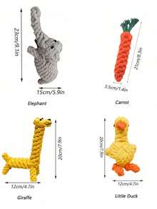 PETSIN 1入手工製作的動物造型繩結咬咬玩具,適用於小型和中型犬 - 彩色 - 查看 4