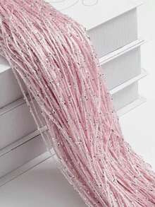 1pc Silver Thread Curtain Decorative Partition Curtain Door Curtain For Living Room Bedroom Folding Screen, No Drilling Required