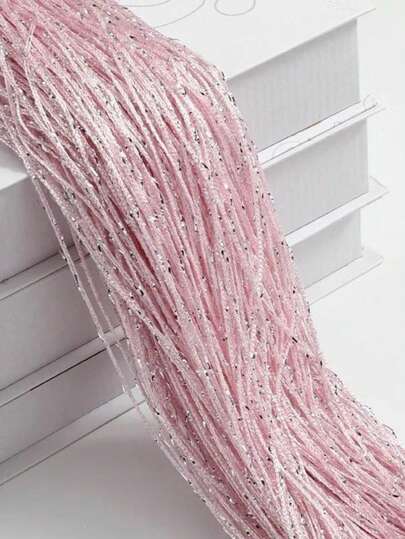 1pc Silver Thread Curtain Decorative Partition Curtain Door Curtain For Living Room Bedroom Folding Screen, No Drilling Required