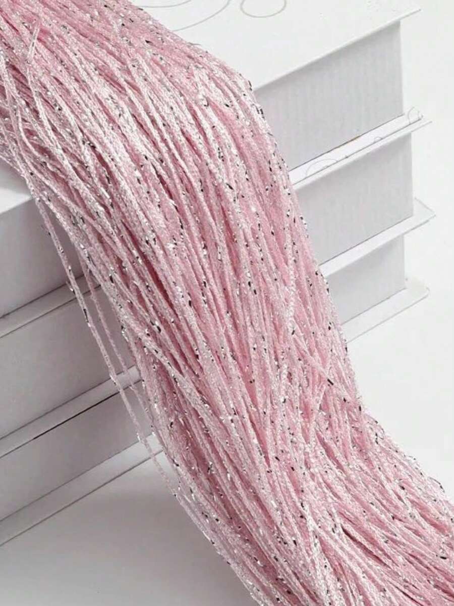 1pc Silver Thread Curtain Decorative Partition Curtain Door Curtain For Living Room Bedroom Folding Screen, No Drilling Required