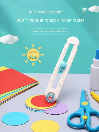 1 st lättviktig cirkelskärare i plast, 360° roterande kompassverktyg för cirkulär skärning i flera storlekar, perfekt för skolprojekt, hantverk och kontorsarbete