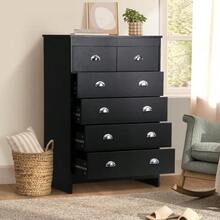 Oikiture Chest Of Drawers With 6 Storage Drawers Black - Black - View 3
