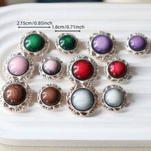 10pcs Multihued Ombre Resin Round Metal Shank Buttons, Suitable For Sweaters, Cardigans & Coats - Multicolor - View 5
