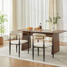 Set Of 2 Chairs With Beige Cushions And A Black And Gold Metal Frame. The Fabric Seat Cushions Are Soft And Breathable, And Complement Various Interior Design Styles. - Beige - View 1
