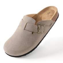 Women's Mules: Adjustable Hook-And-Loop Closed-Toe Clogs. Ultra Lightweight & Comfortable Slip-Ons For Daily Wear, Commuting & Parties. Versatile, Non-Slip & Durable Design. A Must-Have All-Season Fashion Footwear.Women's Apricot All Season Muller Shoes.Women's Suede Clogs With Buckle Closure And Rubber Sole,Apricot Leather Mules Cork Footbed Sandals Potato Shoes. - Lạc đà - Xem 6