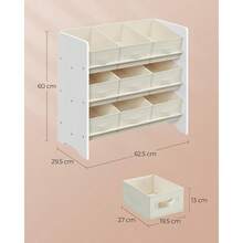 Garage Integrated Storage RacksSONGMICS Estantería Infantil para Juguetes Organizador Infantil 29.5 x 62.5 x 60 cm 9 Cajas de Almacenamiento no Tejidas Blanco Nube MGKR033W10 - BlancoNube - Ver 2