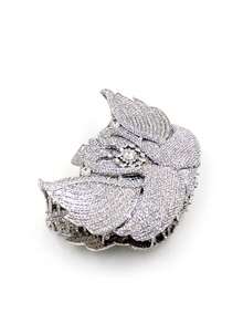 Clutch de luxo em formato de cisne, prateada com cristais, para ocasiões especiais. Bolsa de mão com strass em formato de animal, ideal para casamentos e festas de noiva. Mini bolsa feminina prateada e rosa com strass, perfeita para bailes e festas. Acompanha caixa de presente requintada. - Prata - Ver 6