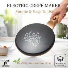 Moss & Stone - Máquina de crepes eléctrica portátil y automática con recubrimiento antiadherente, 800 W, 120 V, 8 pulgadas,(Oro eléctrico) - Multicolor - Ver 4