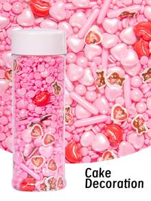 Edible Valentine's Day Wedding Cake Decorations, Pink-Themed Hearts, Rose-Shaped Candy Sprinkles, Cupcake Decorations, Cookies, Doughnuts, Ice Cream And Dessert Decorations, Weddings, Birthday Parties, Valentine's Day And Mother's Day Decorations - Multicolor - View 6