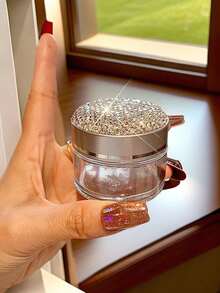 1个30克可填充保湿霜罐，镶钻泥面膜卸妆旅行便携化妆品护肤DIY分装容器，适用于乳液、粉末、面霜，礼品 - 銀色 - 查看 2