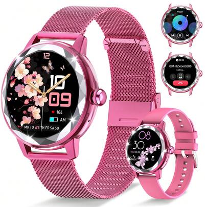 Smart Watch For Women With With Bluetooth Call (Answer/Make) And Message, 1.2" Touchscreen Smartwatch For Android IOS, Waterproof Activity Fitness Tracker With 100+ Sports Mode, Sleep Moniter And Fmale Cycle Reminder,  Halloween And Christmas Gifts