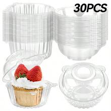 5/20/30/50/70/100个装塑料纸杯蛋糕盒，独立包装，带密封圆顶盖，非常适合派对、情人节、生日、婚礼、周年纪念日、母亲节和各种节日。