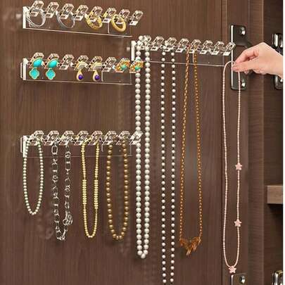 1pc/3pcs Jewelry Display Stand, Necklace Earring Stud Organizer Hooks, Multi-Function Jewelry Storage Hanging Hooks With 8 Hooks, Suitable For Necklaces, Bracelets And Earrings, Durable Plastic Material, Home Decor Storage Rack, Space Saving, Can Display Rings, Earrings And Accessories, Jewelry Tower Stand, Jewelry Display Rack,Room Decor
