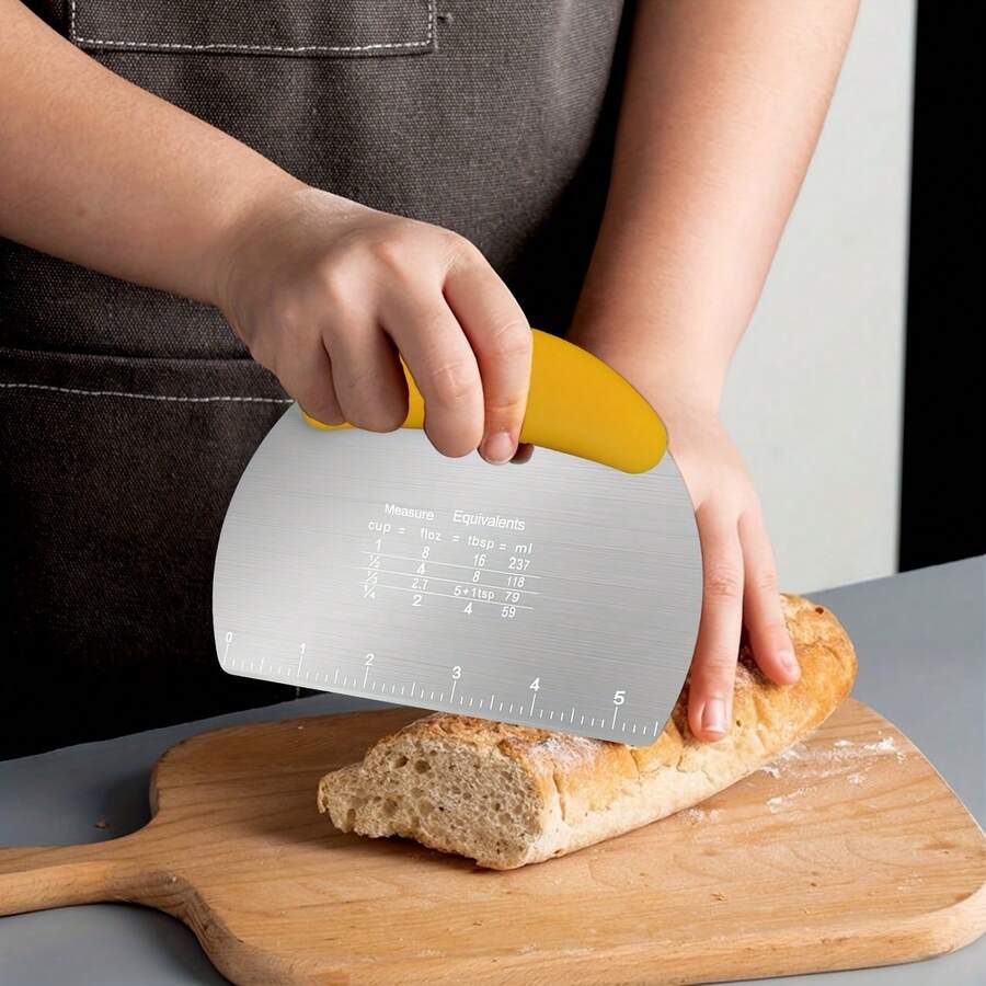 1pc Stainless Steel Dough Scraper, Food Scraper, Cake Divider, Pastry Bread Cutter, Baking Tool, Kitchen Gadget