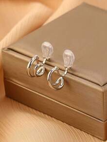 1 para modnych nowych, dwuwarstwowych, półokrągłych miedzianych kolczyków na klipsy dla kobiet, eleganckie, wysokiej jakości kolczyki wyszczuplające, odpowiednie do noszenia na co dzień, prezent świąteczny