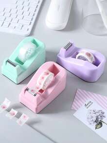 1 Set (1 Dispensador de Cinta + 3 Rollos de Cinta) Kit de Herramientas de Manualidades, Dispensador de Cinta de Papelería de Oficina Color Rosa Brillante, Adecuado para la Temporada de Regreso a Clases - Multicolor - Ver 6