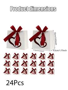 12/24pcs Valentine's Day Mini Gift Boxes & Holiday Gift Bags, Suitable For Weddings, Birthdays, Singles Parties And Other Celebrations