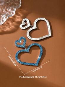 1对女士情人节梦幻闪亮粉色耳环，心形设计，浪漫可爱，情人节、妈妈、母亲节礼物 - 彩色 - 查看 11