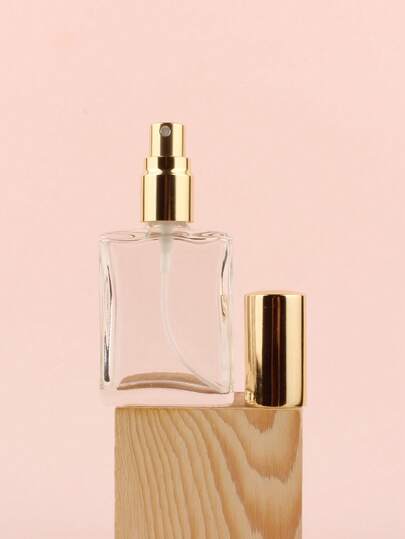 1 stuk 15 ml goudkleurige parfumverstuiver, vierkante glazen draagbare fles voor fijne nevel, transparant reisformaat