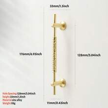 金色复古抽屉拉手，橱柜衣柜门把手，法式复古锌合金家具门把手五金件，单孔抽屉把手，孔距可选：96mm、128mm、160mm、192mm、320mm，附带安装螺丝 - 金色 - 查看 16