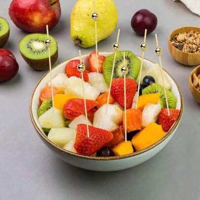 30/60颗红色珠子鸡尾酒签 - 精致的红色珠子串签，适用于圣诞节、感恩节、万圣节、派对 - 非常适合用于开胃菜、水果、甜点、三明治、派对开胃菜、节日串签、开胃菜串签、节日餐饮