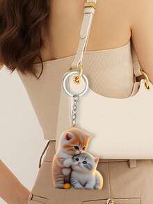 1pc/2pcs Cute Cartoon Cat Acrylic Keychains, Cute Cat Accessory Bag Pendants, Fashionable Backpack Pendants, Handbag Pendant Decorations, Wallet Pendants, Couple Pendant Keychain Gift Bag Accessories Waterproof, With Lobster Clasps, Ideal Gifts For Family And Friends, Perfect Choice For Birthdays And Special Occasions, Back To School Gifts, Christmas Gifts, Halloween Gifts