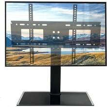 Soporte TV Pie de Mesa Altura Ajustable para 32 a 55 Pulgadas Pantallas de LCD LED, Soporte de TV Negro de Sobremesa con Base de Vidrio Templado de 8mm Máxima de 40 kg, VESA Máx. 600x400mm - 1 - Ver 2