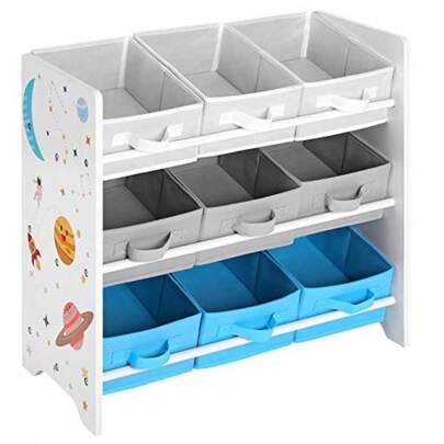 Garage Integrated Storage RacksSONGMICS UGKR33WT - Estante de almacenamiento infantil para juguetes y libros con 9 cajas íbles