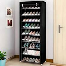 Estante Organizador para Zapatos de 9 Niveles | Acero Inoxidable | Almacenamiento de Calzado | Tela Impermeable | Zapatero Armable para 27 Pares - Negro - Ver 2