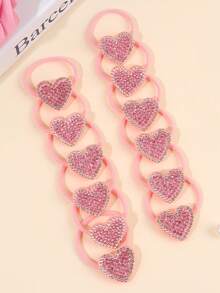 12PCS Mother's Day Hair Band For Girls Heart Hair Tie, Heart Rhinestone Elastic Hairpin, Sweet Cute Cherry Hair Elastic Ties Set For Mother Gift And Casual Daily Wear Spring&Summer Outfit, Mother's Day Teens Hair Accessories - Multicolor - View 13