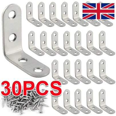 150pcs Heavy Duty Right Angle Brackets Stainless Steel Corner Braces Shelf Metal