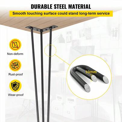 Hairpin Table Legs, 40cm/70cm, Black, 4-Piece Set, 880 Lb Load Capacity (220 Lbs Each). Hairpin Table Legs With 3 Legs Suitable For Benches, Tables, Dining Tables, And Chairs. Carbon Steel DIY Heavy-Duty Furniture Legs.