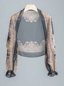 1件优雅复古腰果色真丝轻薄披肩 - 彩色 - 查看 18