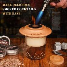 Cocktail Smoker Kit With Torch - 6 Flavors Wood Chips, 4 Metal Filters, Whiskey Smoker Infuser Kit For Bourbon Whisky Cocktail, Old Fashioned Drink Smoker Kit Gifts For Men, Dad, Husband(No Butane) - Black - View 6