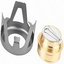Portable Mini Alcohol Burner for Outdoor Camping, Hiking and Home Use - Ultra Lightweight and Foldable - GRIS - Ver 5