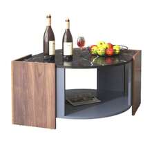 Coffee Table, Textured Coffee Table Made Of Marble And Walnut In Contrasting Colors. Living Room Table With Unique Lines. - 黑色 - 查看 8