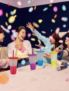 20 Pcs Vasos Mágico Color Plástico De 16oz Con Popote Tapa, Vasos Mágicos Fríos De Plástico Con Pajita Tapas Que Cambian De Color Diversión Reutilizable Ideal Para Café Helado o Alguna Otra Bebida Perfectos Para Niños, Efecto De Cambio De Color Al Añadir Agua Fría, Sorprende a Todos, Diseño Personalizable Con Diferentes Colores Para Cada Ocasión, Material Pp Resistente, Ideal Para Uso En Casa, Oficina y Eventos | Aporta Diversión y Estilo a Tus Reuniones, Fiestas y Momentos Especiales | Vasos Duraderos, Fáciles De Usar y Limpiar, Perfectos Para Toda La Familia. - Multicolor - Ver 3