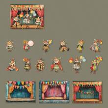 have a good day 15pcs/Pack Circus Theme Stickers, Creative Aesthetic Sticker Decals, DIY Decorative Collage Craft Materials, Holiday Gift, Personalized Scrapbooking School Supplies Scrapbook Supplies Funny Stickers Laptop Stickers Kindle Phone Stickers - Multicolor - View 16