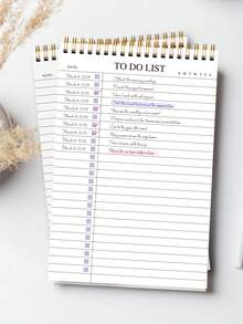 Trees Undated To-Do List Notebook / Daily Planner / Spiral Bound Task List / Schedule Book, Improve Efficiency, 8.5" X 5.5", 100gsm Paper - Mauve Purple - View 9