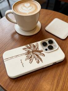 Minimalist Brown Palm Tree Leather Phone Case - Featuring Elegant Line Art Palm Tree Pattern, "Hang Loose" Casual Font, Cream Faux Leather Texture, Compatible With IPhone 17, 17 Pro, 17 Pro Max, 16, 16 Plus, 16 Pro Max, 16e, 16 Pro, 15, 15 Plus, 15 Pro Max, 15 Pro, 14, 14 Plus, 14 Pro Max, 14 Pro, 13, 13 Pro, 13 Pro Max, 12, 12 Pro, 12 Pro Max - Multicolor - View 5