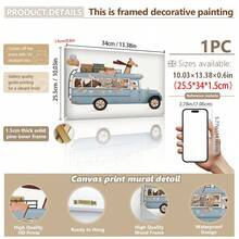 单幅帆布墙画，森林动物图案 - 奇幻冒险巴士主题儿童房装饰画，充满活力的幼儿卧室艺术画，带框儿童房墙画，女孩房墙面装饰画，男女宝宝房装饰画，女孩卧室装饰画，儿童房装饰画，防水，适合儿童房、游戏室装饰 - 彩色 - 查看 14