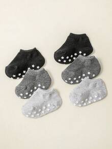 6 piezas/12 piezas Calcetines antideslizantes para bebé, aptos para todas las estaciones, calcetines para niños pequeños