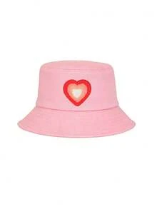 1 Stück Kinder Rosa/Schwarz Farbverlauf Herz Muster Fischerhut, süß & modisch, leichter Sonnenschutz, geeignet für Frühling/Sommer, praktisches Geschenk für Geburtstag, Feiertage, Jungen & Mädchen - Verschiedenfarbig - Übersicht 17