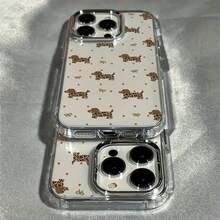 Una funda transparente para teléfono con un diseño de perro con estampado de leopardo y monturas de lente de gran apertura electrochapadas, compatible con iPhone 17, 17 Pro Max, 16 Pro Max, 15, 14 Plus, 13, 12, 11, X, XR, XS Max, así como con Galaxy S20, S21, S22, S23, S24, S25 y A02-A73 MFNOTE. También es compatible con VIVQV, YO2-Y93, MOTO G04-G86, EDGE, OPPO A, RENO, Honor X6-X990, Redmi  y  PIXEL 78910. Esta funda protectora ofrece resistencia a golpes y caídas, lo que garantiza su durabilidad. Ya sea para uso personal o como regalo de Navidad o festivo, es una opción ideal tanto para hombres como para mujeres. - transparente - Ver 2