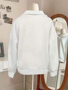 Women'S Casual Zip-Up Hoodie With Stand Collar & Long Sleeves, Loose Fit, Solid Color, Fall/Winter Fashion, Autumn Winter Apparel | Relaxed Fit Hoodie | Construction, Sweater Hoodie, Casual Wear, Casual Attire, Casual StyleLalipp Women's Loose Zip-Up Hoodie With Split Design Fall Cloth For Women  Workout Tops  Ski Outfit Women   Women's Winter Clothing Of Women's Winter Clothing Women's Winter Fashion Women's Winter Promotion Of Women's Winter Clothing Christmas  Ugly Christmas Sweater Women Curve - 白色 - 查看 2