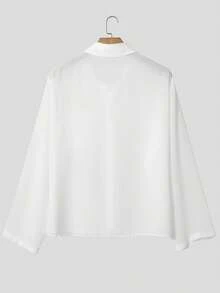 INCERUN Mens Button Long Sleeve Collar Party Sheer Blouse Summer Casual Loose Shirt Tops - trắng - Xem 5