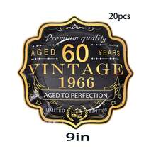 10/20/30件組 復古1966年 Aged To Perfection 60歲生日一次性餐具套裝，黑金波浪邊 7吋與9吋紙盤與杯子，限量版復古60歲生日派對用品，適合男性 - 多色/60歲 - 查看 12