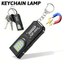 1 Portable USB Rechargeable Hands-Free Flashlight | Mini Keychain Light With Bottom Magnet, Pen Clip Design Headlamp, 5 Light Modes, Multi-Functional Emergency Lantern, Hanging Tent Light, Suitable For Travel, Camping, Fishing - 黑色 - 查看 9