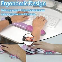 3 In 1 Gel Wrist Rest For Keyboard And Mouse, Small Mouse Pad Rubber Bottom, Silicone Wrist Support, Ergonomic Design, Suitable For Office/Computer/Laptop/Gaming - Multicolor - View 6