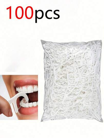 100/50支装牙线套装，深度清洁牙线，正确口腔护理，便携式一次性卫生牙线，适合旅行和日常生活，旅行必备品